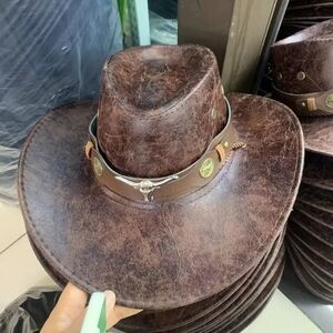 Brown Vintage Cowboy Hat with Decorative Band